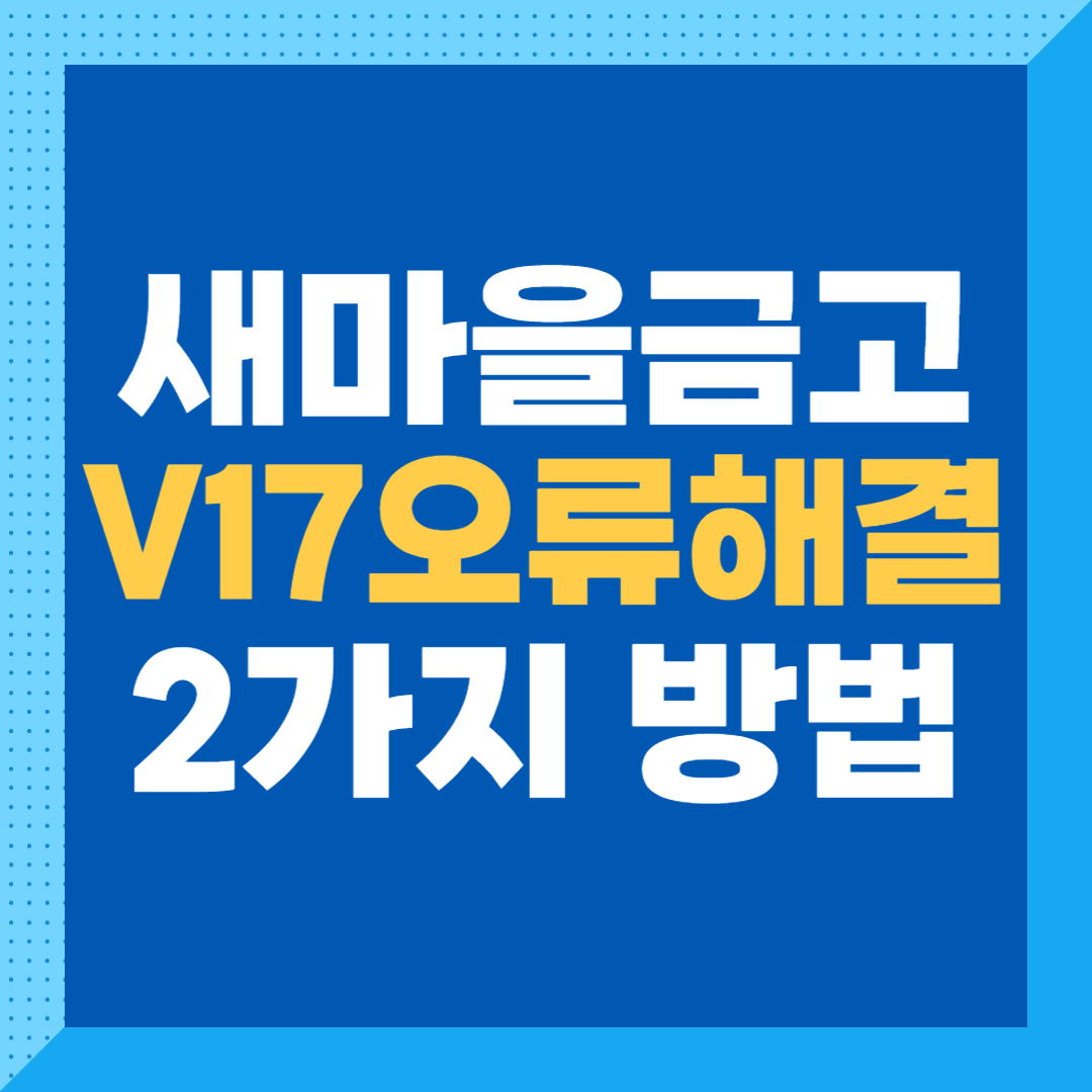 새마을금고V17오류해결